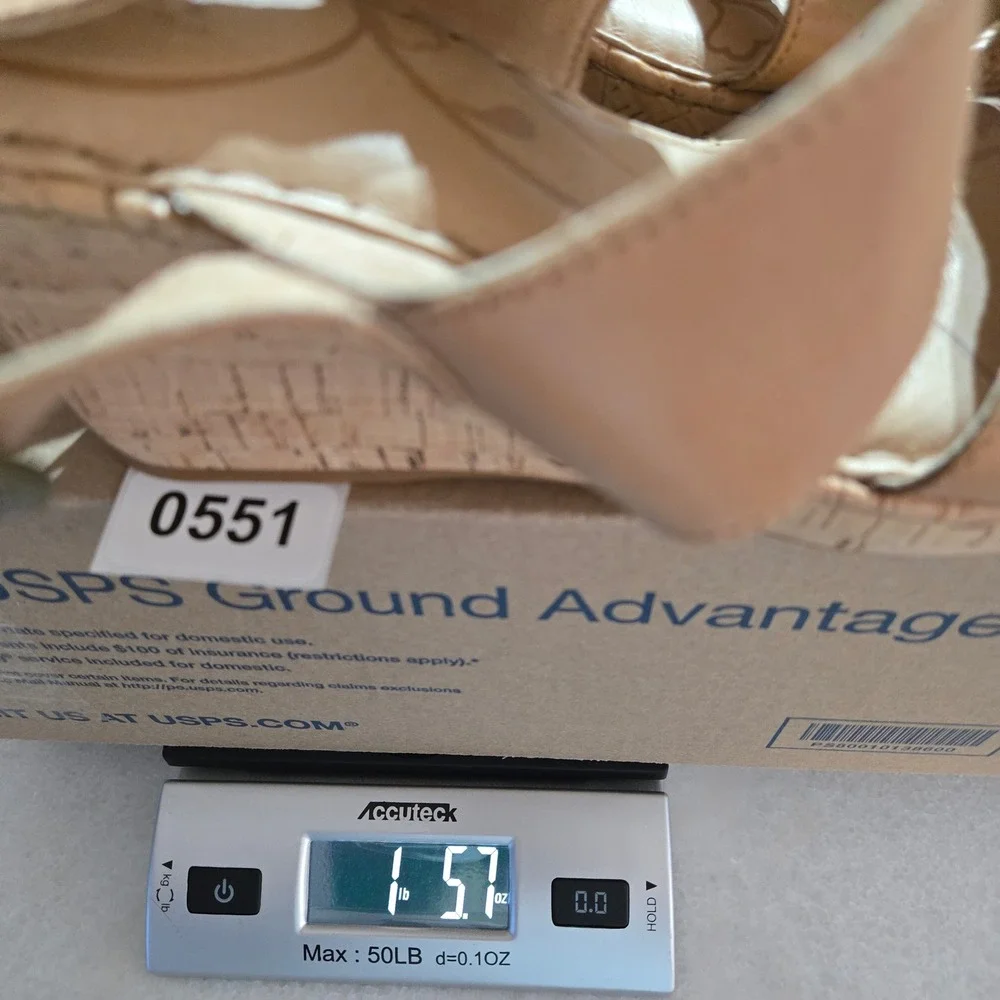 Born Hand Crafted Womens Tan Leather Cork Wedge Sandals Slingback Buckle Size 8M